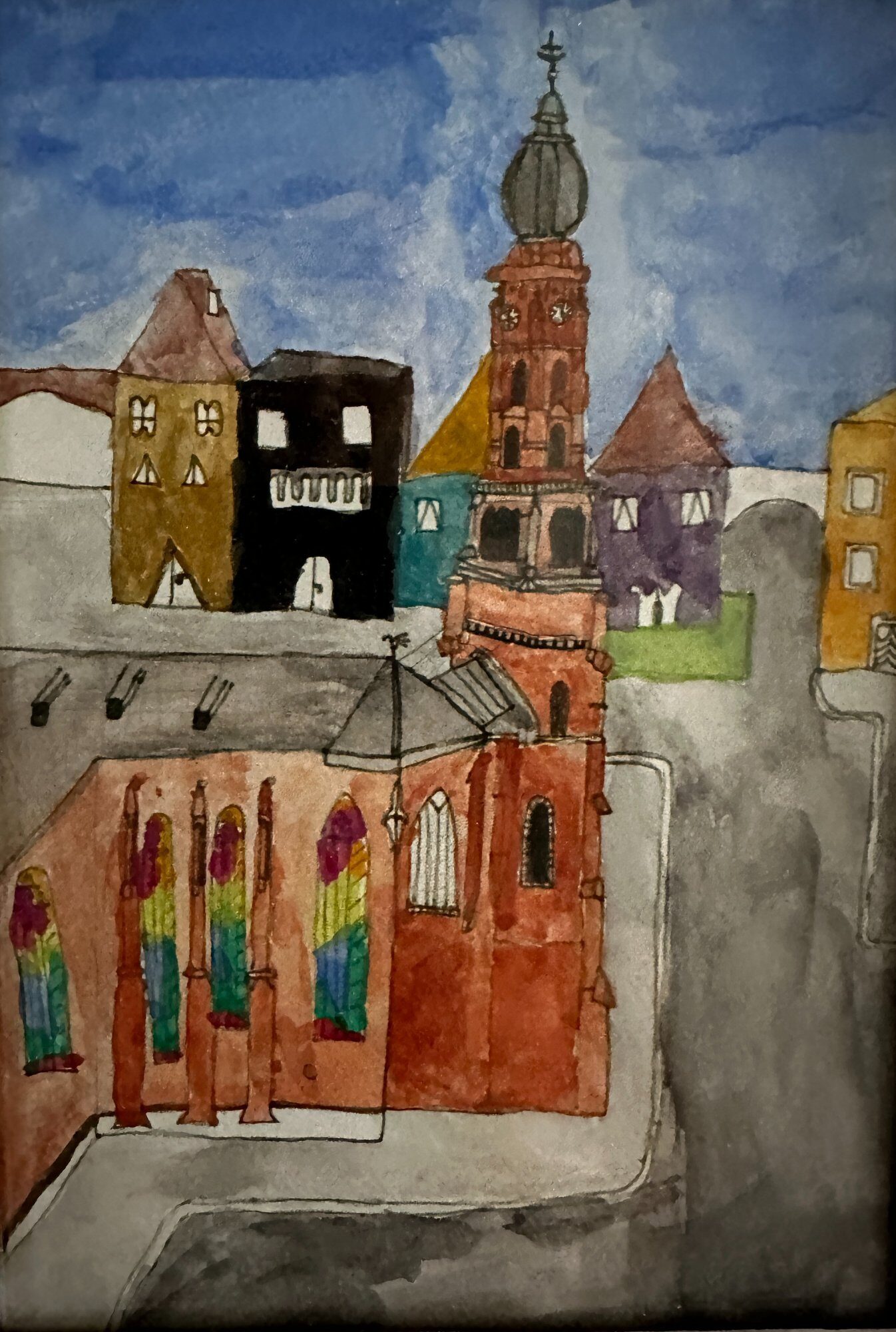 Braunau am Inn watercolor — birthplace of Daniel Harner, Austria