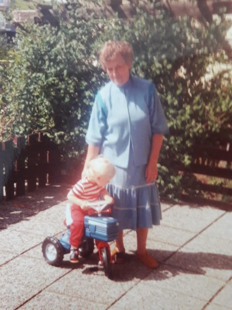 Daniel Harner as a child with his grandmother in Braunau am Inn, Austria
