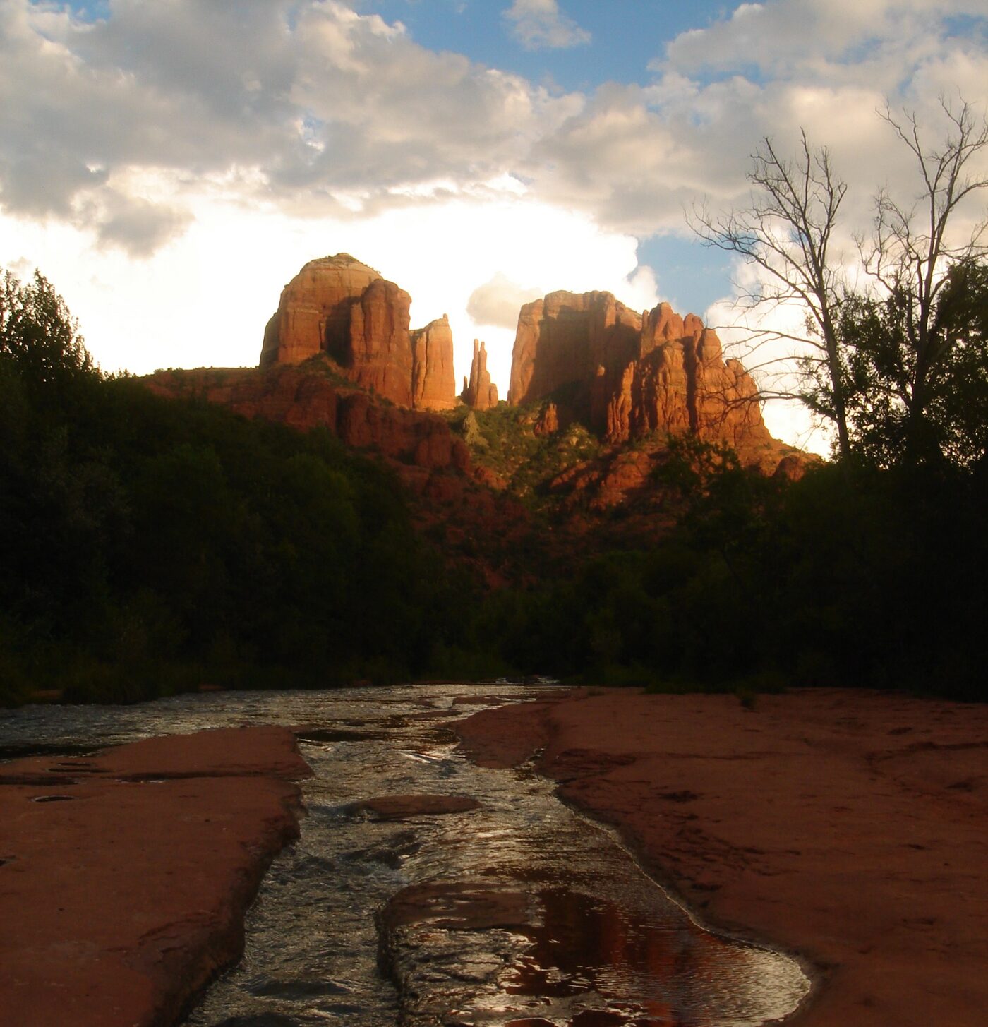 Cathedral Rock at golden hour with creek, Sedona — near Daniel Harner's practice